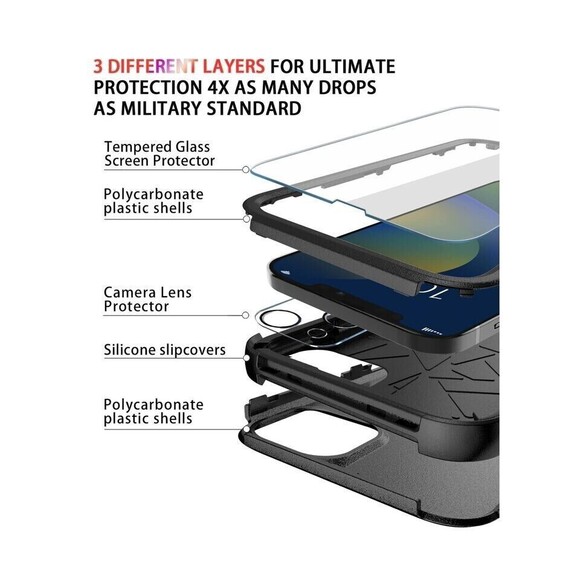 Diverbox for iPhone 14 Case [Shock-proof] [Drop-proof] [Tempered Glass Screen + - Picture 6 of 7